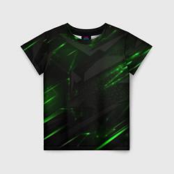 Детская футболка Dark black green abstract