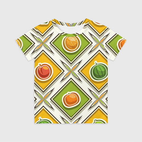 Детская футболка Fruits and berries pattern / 3D-принт – фото 1