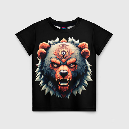 Детская футболка С разъяренным медведем / 3D-принт – фото 1