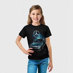 Футболка детская Mercedes Benz dark style, цвет: 3D-принт — фото 2