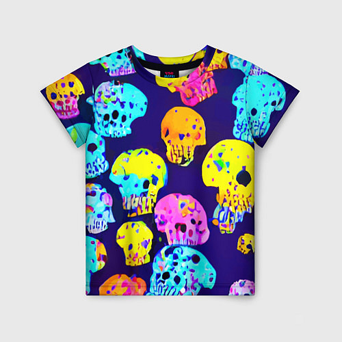 Детская футболка Паттерн из черепов - поп-арт - иллюзия / 3D-принт – фото 1