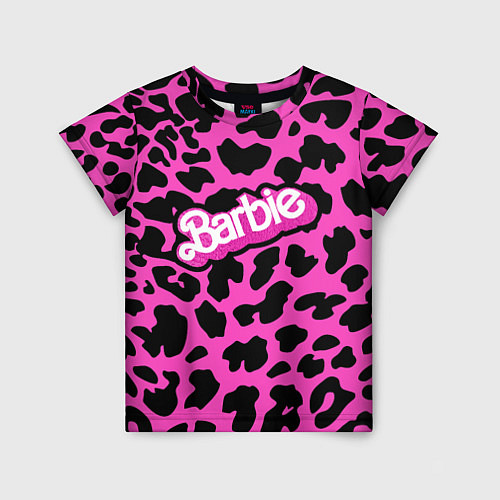 Детская футболка Барби розовый леопардовый принт / 3D-принт – фото 1