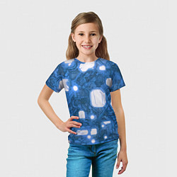 Футболка детская Синие кибернетические схемы неон, цвет: 3D-принт — фото 2