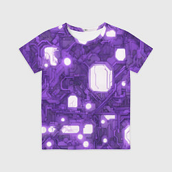 Футболка детская Фиолетовые кибернетические схемы неон, цвет: 3D-принт