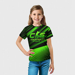 Футболка детская CS2 Counter strike green logo, цвет: 3D-принт — фото 2