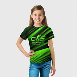 Футболка детская CS2 Counter strike green logo, цвет: 3D-принт — фото 2