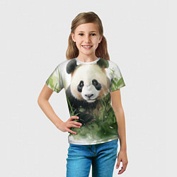 Футболка детская Панда акварель, цвет: 3D-принт — фото 2