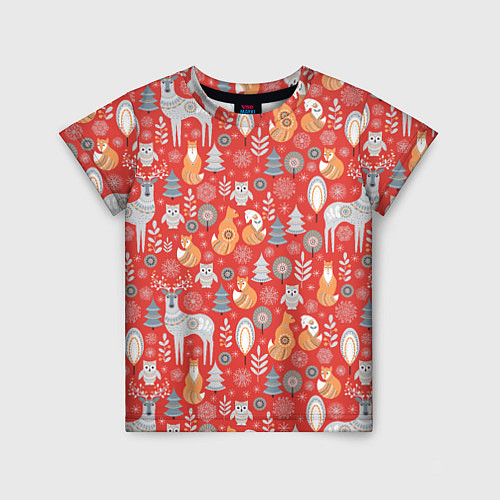 Детская футболка Ноговодние животные и птицы в скандинавском стиле / 3D-принт – фото 1