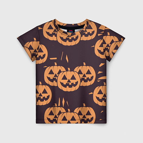 Детская футболка Фонарь джек в грандж стиле halloween тыква cartoon / 3D-принт – фото 1