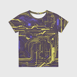 Футболка детская Кибер схемы Жёлтый и фиолетовый, цвет: 3D-принт