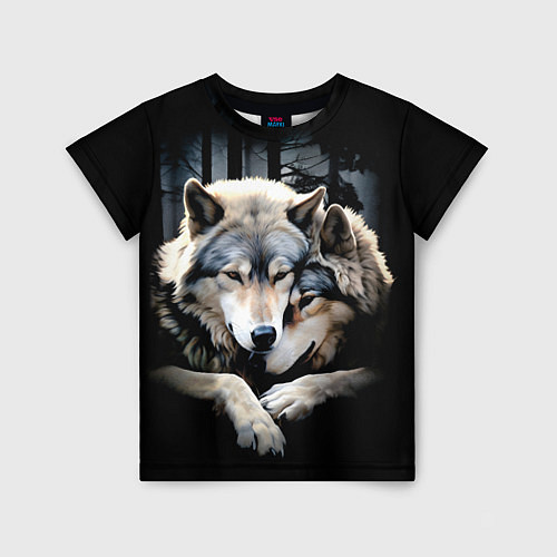 Детская футболка Волки - молодая семья / 3D-принт – фото 1