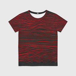 Футболка детская Красные горизонтальные полосы на черном фоне, цвет: 3D-принт