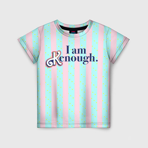 Детская футболка I am Kenough - фраза и костюм Кена в полоску / 3D-принт – фото 1