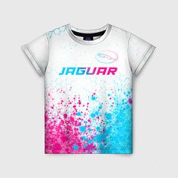 Детская футболка Jaguar neon gradient style: символ сверху