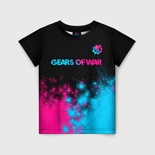 Детская футболка Gears of War - neon gradient: символ сверху / 3D-принт – фото 1