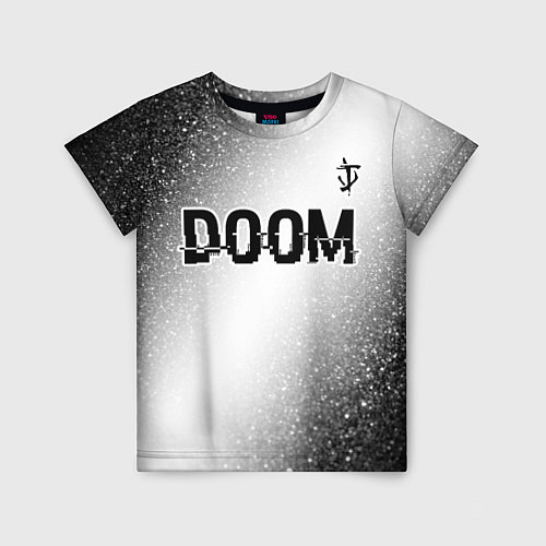 Детская футболка Doom glitch на светлом фоне: символ сверху / 3D-принт – фото 1