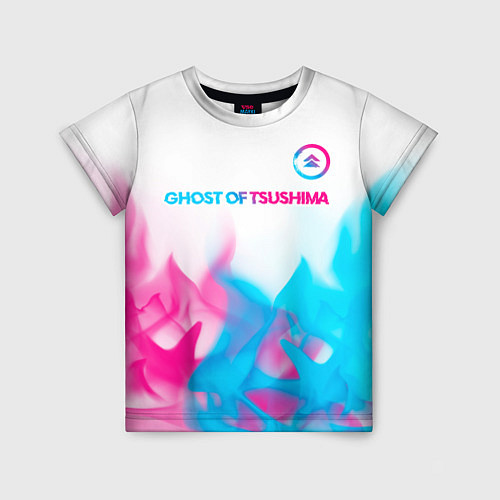Детская футболка Ghost of Tsushima neon gradient style: символ свер / 3D-принт – фото 1