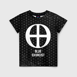 Футболка детская Blue Exorcist glitch на темном фоне, цвет: 3D-принт