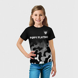 Футболка детская Poppy Playtime glitch на темном фоне: символ сверх, цвет: 3D-принт — фото 2