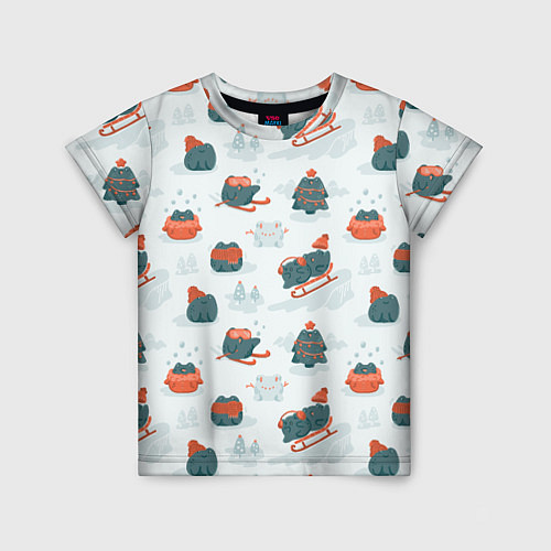 Детская футболка Зимние веселые лягушки / 3D-принт – фото 1