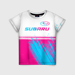 Детская футболка Subaru neon gradient style: символ сверху