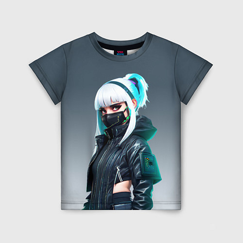 Детская футболка Крутая чувиха в маске - киберпанк / 3D-принт – фото 1