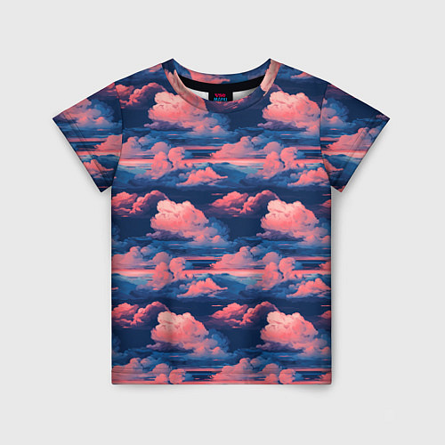 Детская футболка Волшебные сине розовые облока / 3D-принт – фото 1