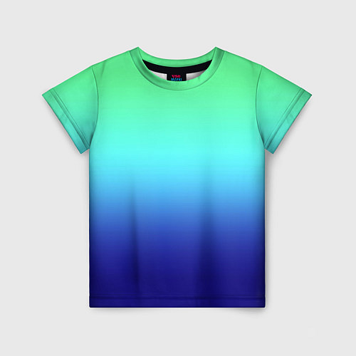Детская футболка Градиент зелёно-синий / 3D-принт – фото 1