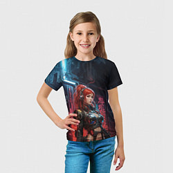 Футболка детская Рыжая девушка в броне, цвет: 3D-принт — фото 2
