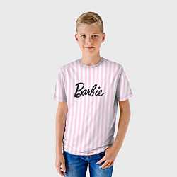Футболка детская Barbie - классическая розово-белая полоска, цвет: 3D-принт — фото 2