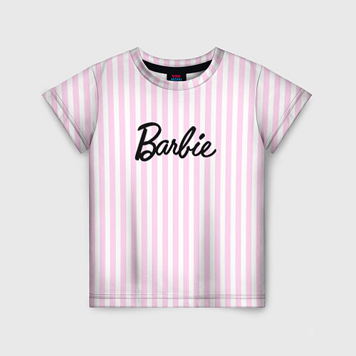 Детская футболка Barbie - классическая розово-белая полоска / 3D-принт – фото 1