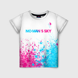 Футболка детская No Mans Sky neon gradient style: символ сверху, цвет: 3D-принт