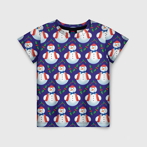 Детская футболка Милые снеговики - зимний узор / 3D-принт – фото 1