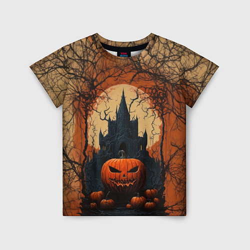 Детская футболка Хэллоуинская тыква / 3D-принт – фото 1