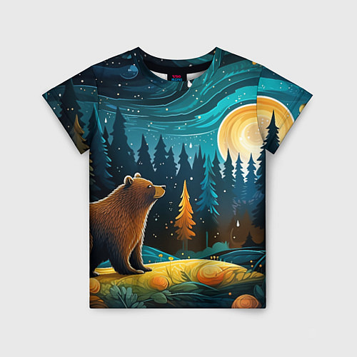 Детская футболка Хозяин тайги: медведь в лесу / 3D-принт – фото 1