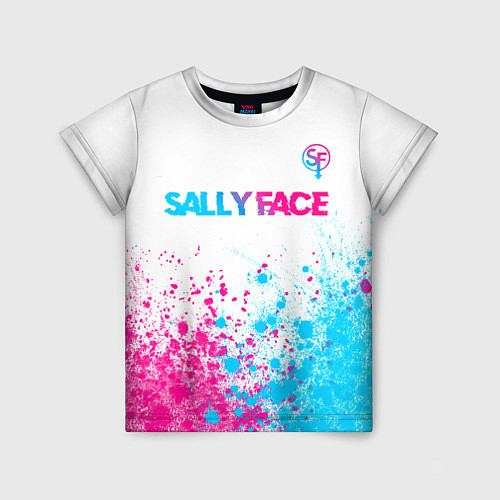 Детская футболка Sally Face neon gradient style: символ сверху / 3D-принт – фото 1