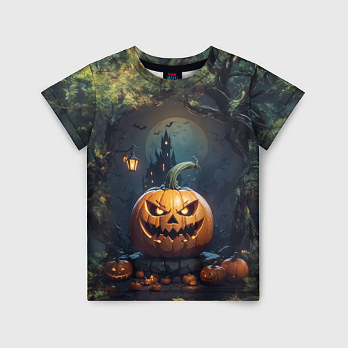 Детская футболка Праздничная хэллоуинская тыква / 3D-принт – фото 1