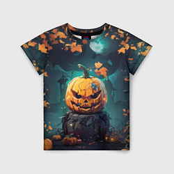 Детская футболка Хэллоуинская тыква под луной