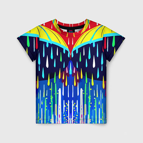 Детская футболка Два зонтика под дождём - нейросеть / 3D-принт – фото 1