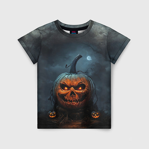 Детская футболка Хэллоуинская праздничная тыква / 3D-принт – фото 1