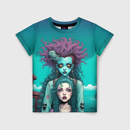 Детская футболка Призрак и девушка в лодке / 3D-принт – фото 1