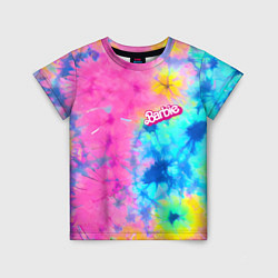 Футболка детская Barbie - floral pattern - tie-dye, цвет: 3D-принт