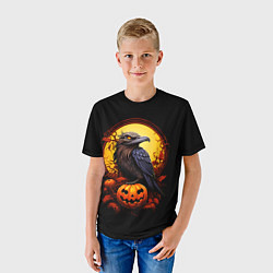 Футболка детская Halloween - ворон и тыква, цвет: 3D-принт — фото 2