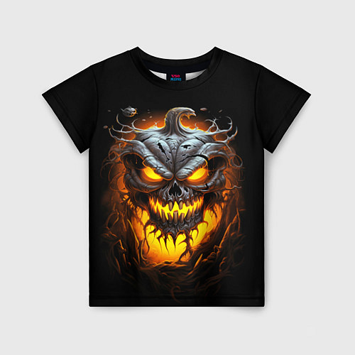 Детская футболка Halloween - зловещая тыква / 3D-принт – фото 1