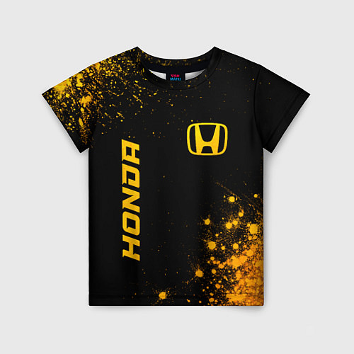 Детская футболка Honda - gold gradient: надпись, символ / 3D-принт – фото 1