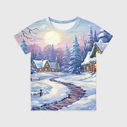 Футболка детская Тропинка к новогоднему дому, цвет: 3D-принт