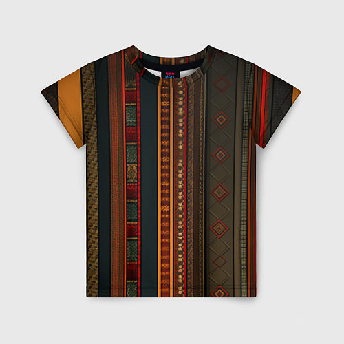 Детская футболка Этнический узор в вертикальную полоску / 3D-принт – фото 1