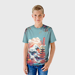 Футболка детская Винтажная иллюстрация Японского пейзажа, цвет: 3D-принт — фото 2