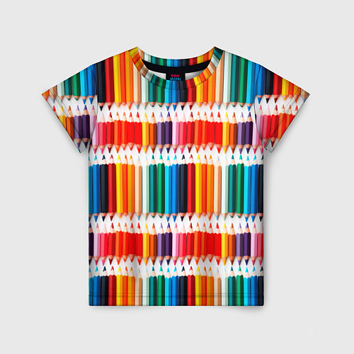 Детская футболка Яркие цветные карандаши / 3D-принт – фото 1