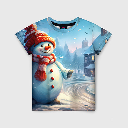 Детская футболка Снеговик новогодний / 3D-принт – фото 1